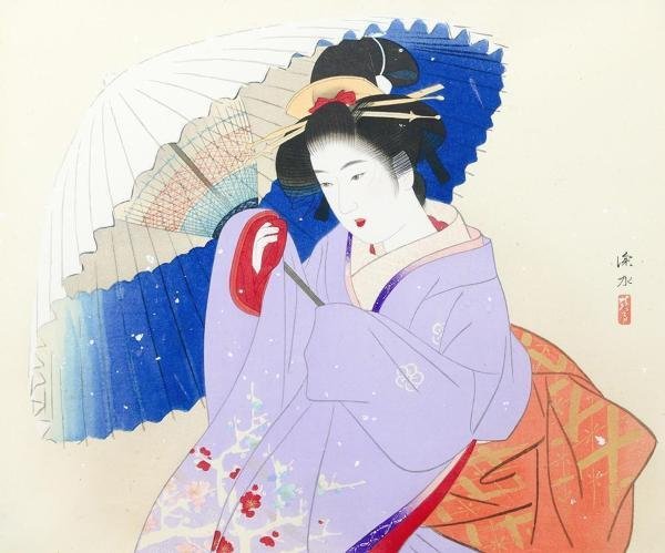 Yahoo!オークション - 【真作】【WISH】伊東深水「吹雪」木版画 Yahoo!オークション - 【真作】【WISH】伊東深水「吹雪」木版画