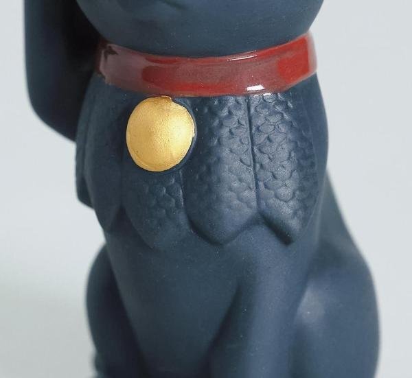 【真作】【WISH】リヤドロ LLADRO 磁器人形「招き猫」2014年作 磁器人形 ◆黒猫 　　〇1950年創業 #24036016_画像9