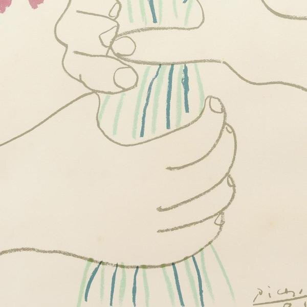 【真作】【WISH】パブロ・ピカソ Pablo Picasso リトグラフ 10号大 花束 　　〇20世紀美術巨匠 キュビスム創始者 #24032563_画像5