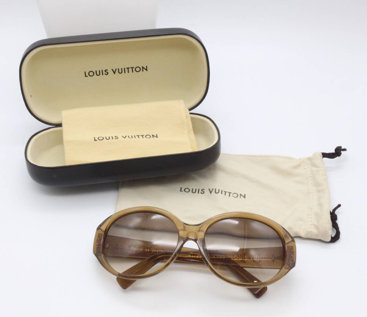 美品 【LOUIS VUITTON ルイヴィトン】 Z0032E オプセシオン ロン ラメ サングラス メガネ 眼鏡 レディース クリアブラウン系 ケース付き_画像10