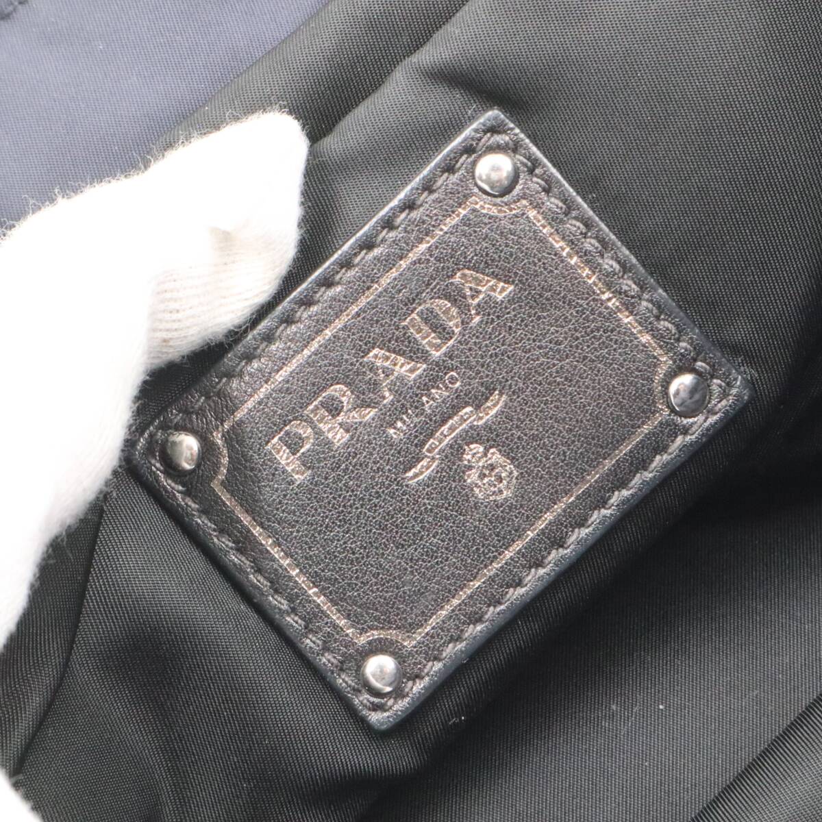 ★PRADA プラダ 2way ハンドバッグ トートバッグ ショルダー ナイロン ボンバー ネイビー系×ブラック系の画像7