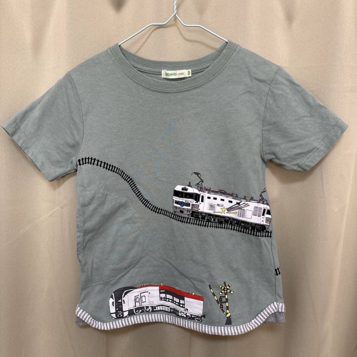 古着　ビームスミニ　電車プリント　半袖Tシャツ　120_画像1