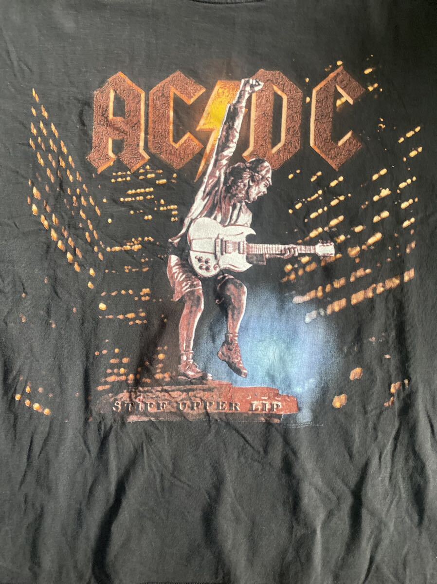 激レア 当時物 AC/DC Stiff Upper Lip Tour Tシャツ ヴィンテージ ブラック コピーライト ACMEタグ バンドTシャツ　ロックTシャツ_画像3