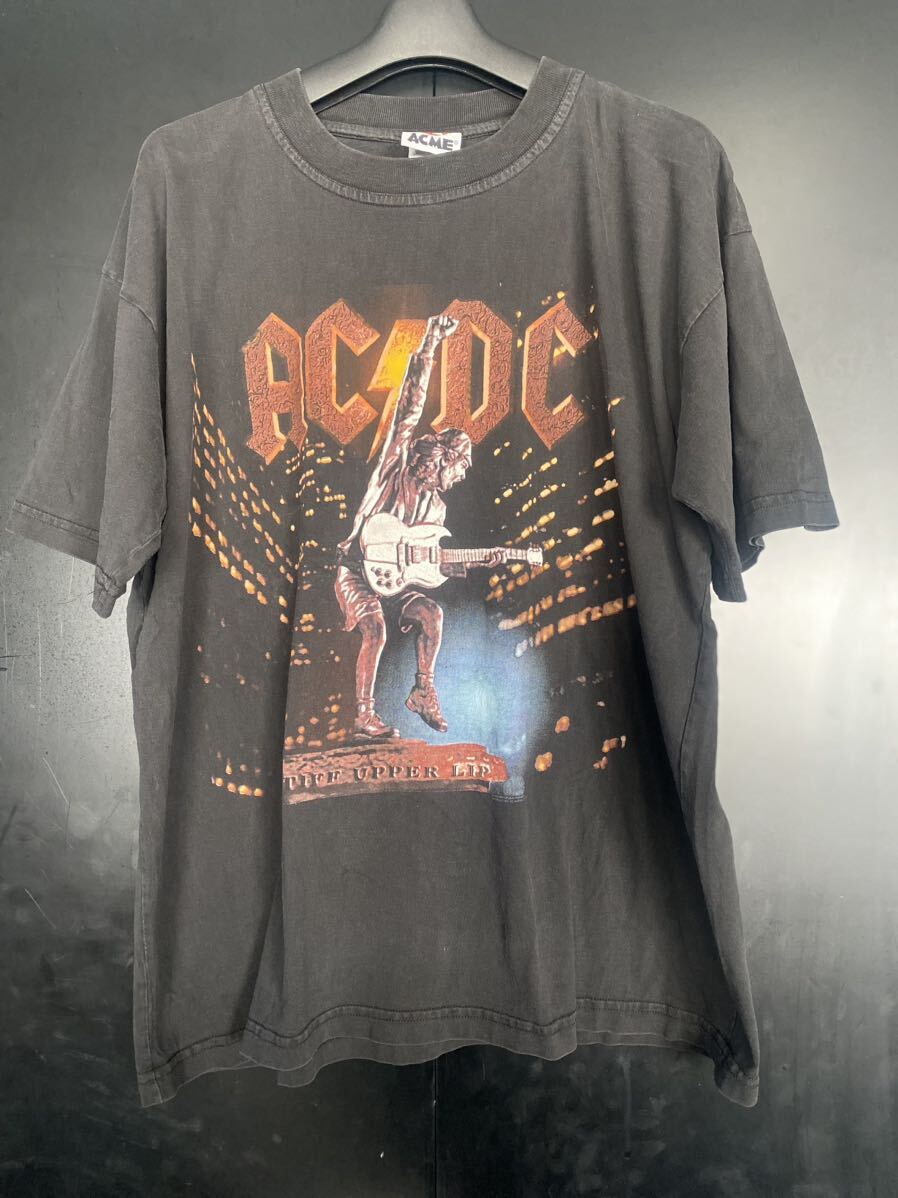 激レア 当時物 AC/DC Stiff Upper Lip Tour Tシャツ ヴィンテージ ブラック コピーライト ACMEタグ バンドTシャツ　ロックTシャツ_画像1