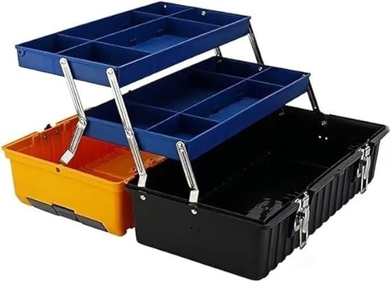 工具箱 ツールボックス 3段式 大容量 工具入れ 収納ボックス 小物収納 取っ手 車載工具箱 工具ケース アウトドア 持ち運び （17インチ）_画像1