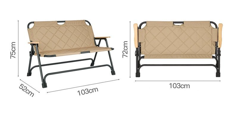 アウトドアチェア 二人掛け 折りたたみ椅子 耐荷重200kg 収納バッグ付き キャンプ椅子 二人用 ソファチェア 室内/室外(ベージュ)_画像8