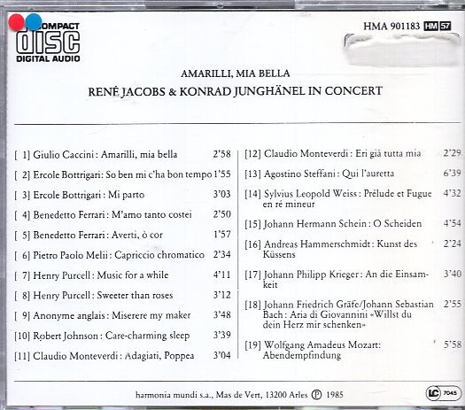 Ren Jacobs & Konrad Junghnel In Concert Amarilli Mia Bella_画像2