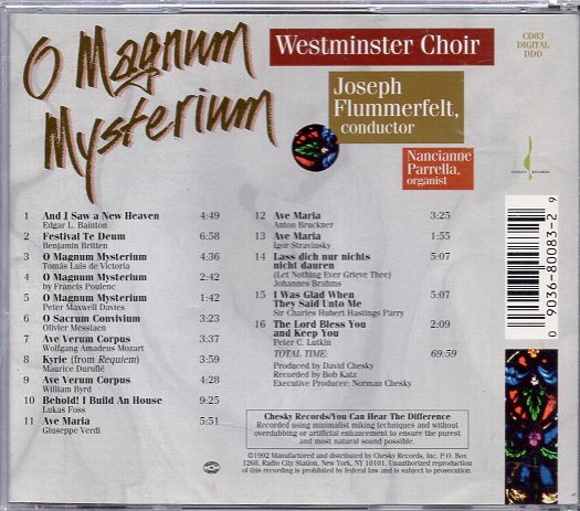 Westminster Choir, Joseph Flummerfelt O Magnum Mysteriumの画像2