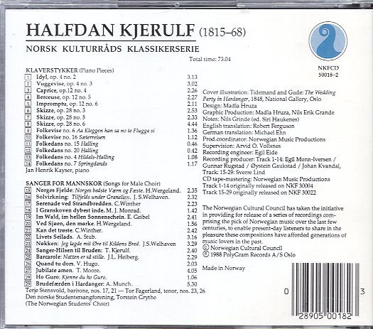 Halfdan Kjerulf, Jan Henrik Kayser, The Norwegian Students' Choir*, Torstein Grythe Piano Pieces And Songs For Male Choir_画像2