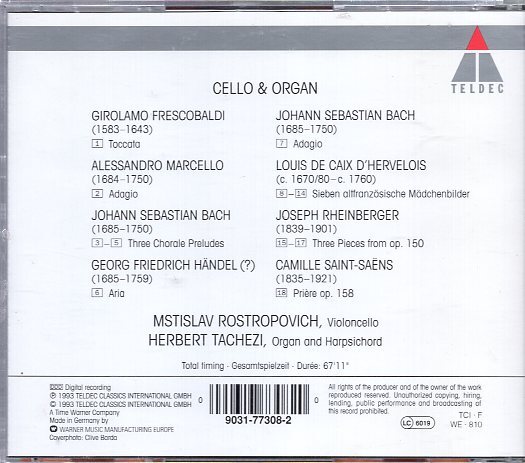 Rostropovich*, Tachezi* Cello & Organ_画像2