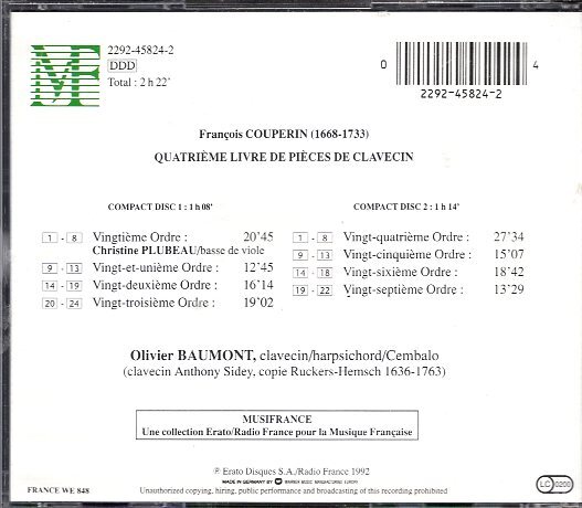 クープラン:クラヴサン曲集第4 ボーモン(オリビエ)　2CD_画像2