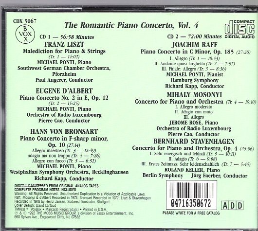 The Romantic Piano Concerto Vol 4 / Michael Ponti ハンブルク・フィルハーモニー管弦楽団（２CD)_画像2
