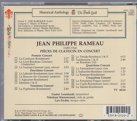 Historical Anthology - Rameau: Pieces de Clavecin /Leonhardt_画像2