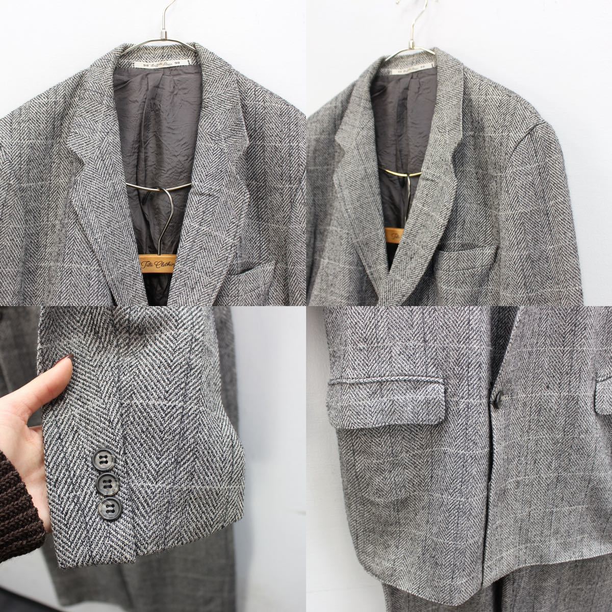 EU VINTAGE angelo Litrico CHECK PATTERNED TWEED SET UP SUIT/ヨーロッパ古着チェック柄ツイードセットアップスーツ