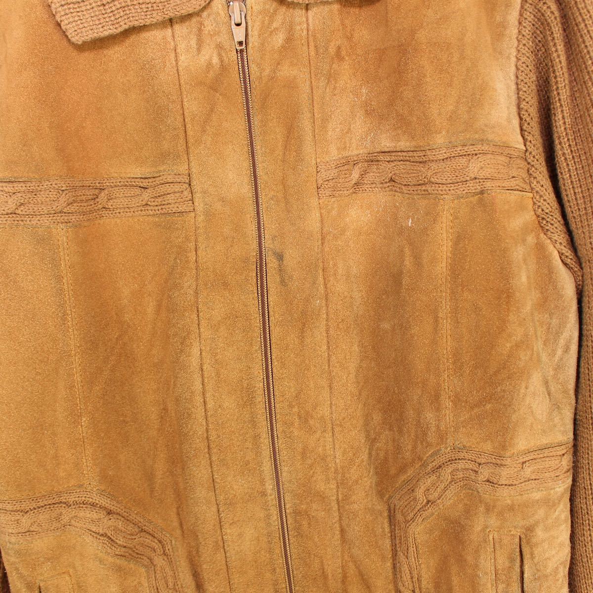 USA VINTAGE fingerhut fashions KNIT SWITCHED LEATHER BLOUSON/アメリカ古着ニット切替レザーブルゾン_画像7