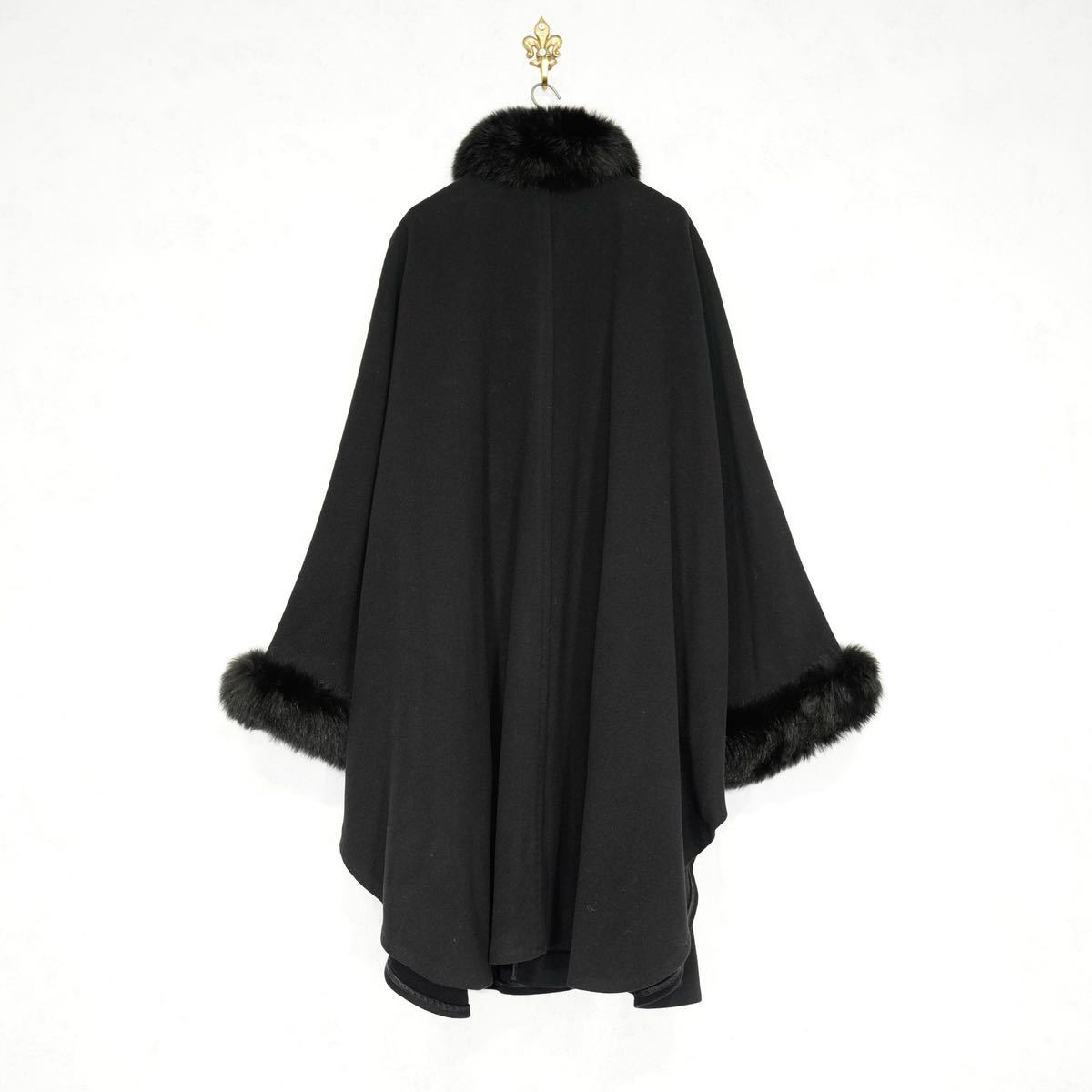 EU VINTAGE GOLDIX FUR WOOL CAPE COAT PONCHO/ヨーロッパ古着ファーウールケープコート(ポンチョ)_画像6