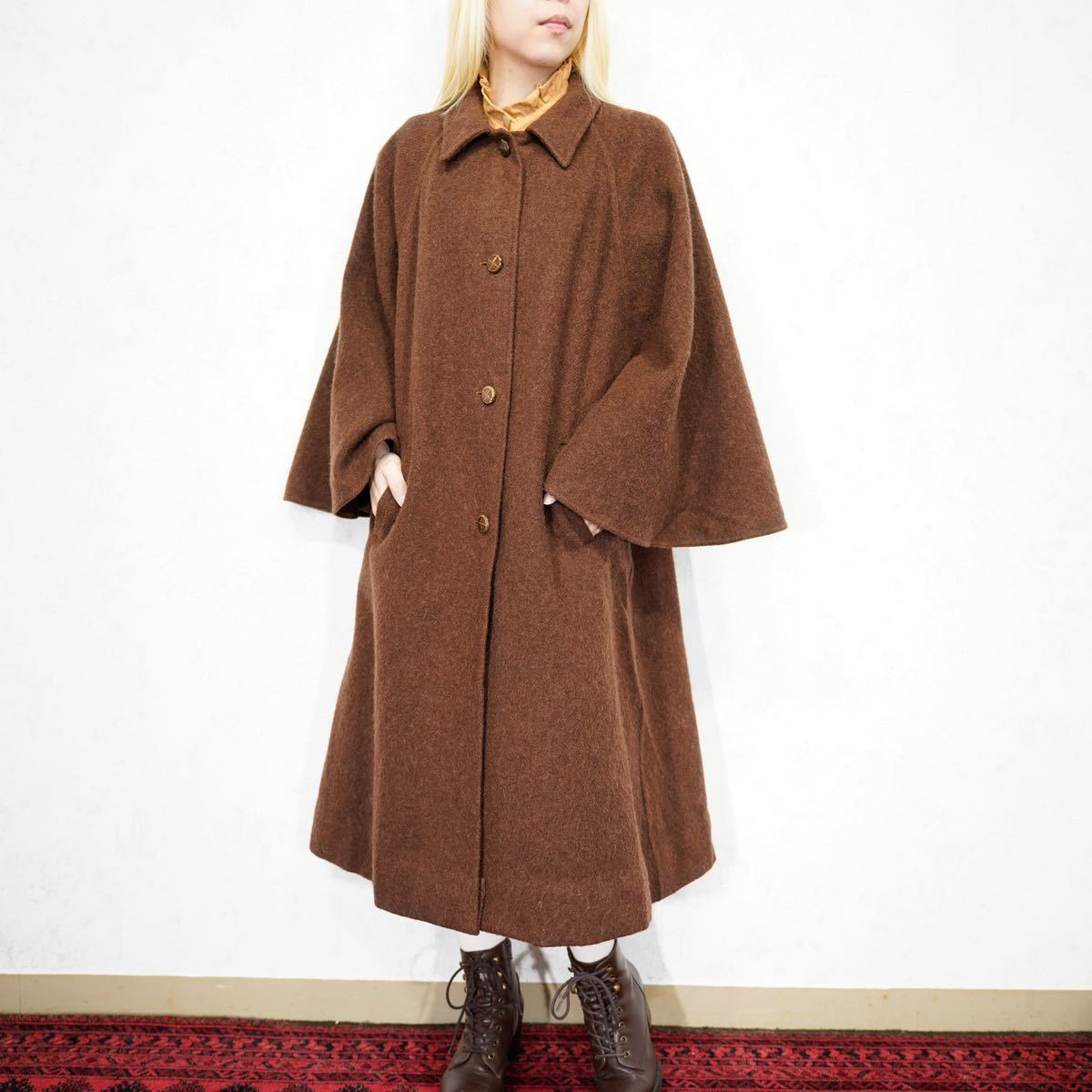 EU VINTAGE GALA WOOL CAPE DESIGN COAT/ヨーロッパ古着ウールケープデザインコート