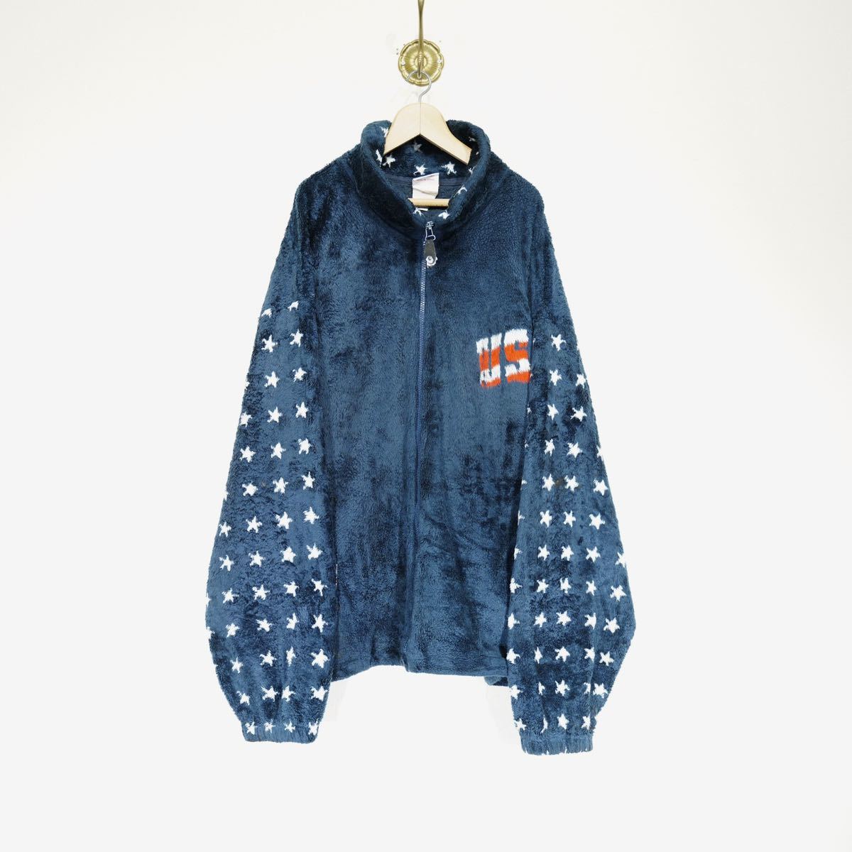 USA VINTAGE milton funwear MADE IN CANADA/アメリカ古着アメリカ国旗デザインジップアップフリースジャケット