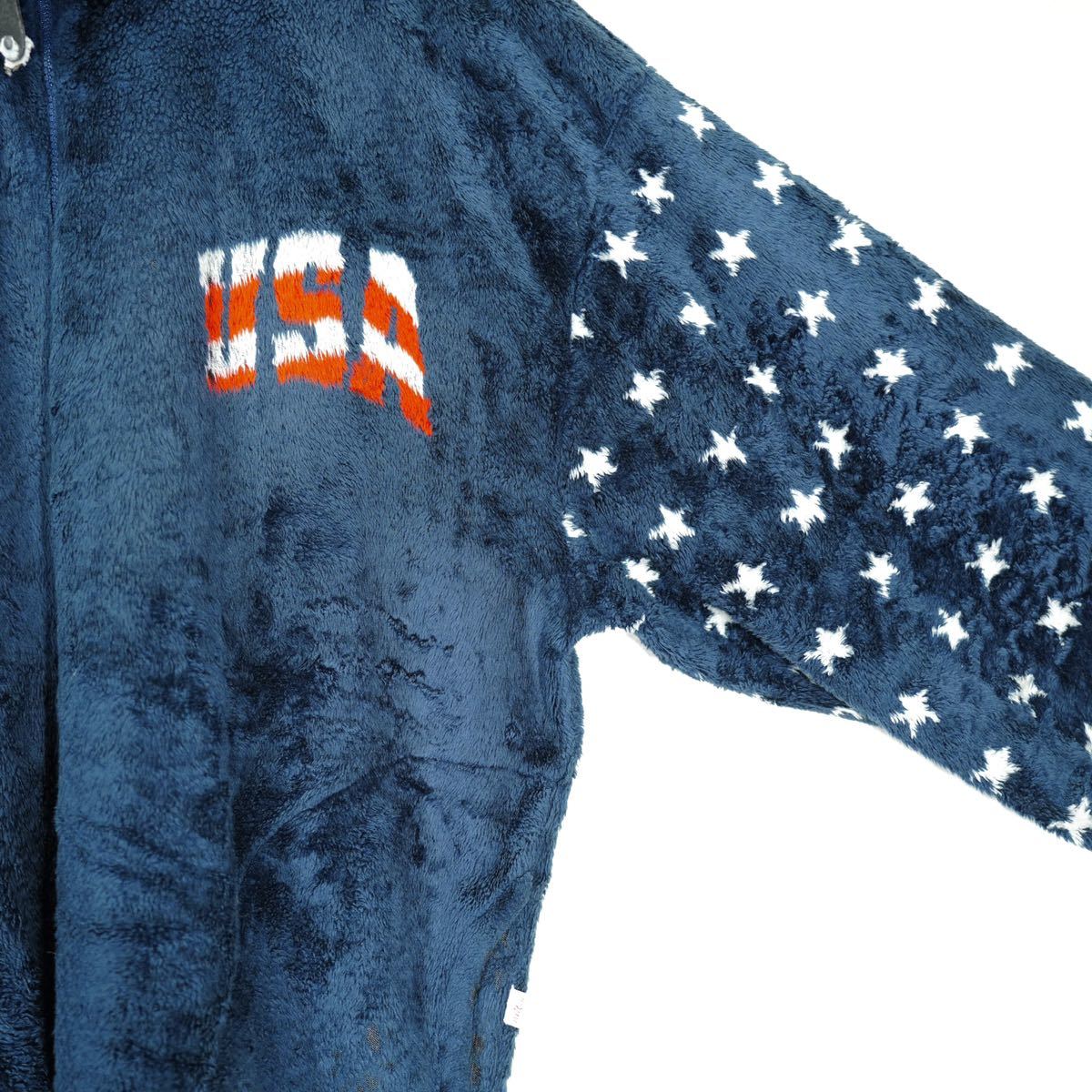 USA VINTAGE milton funwear MADE IN CANADA/アメリカ古着アメリカ国旗デザインジップアップフリースジャケット