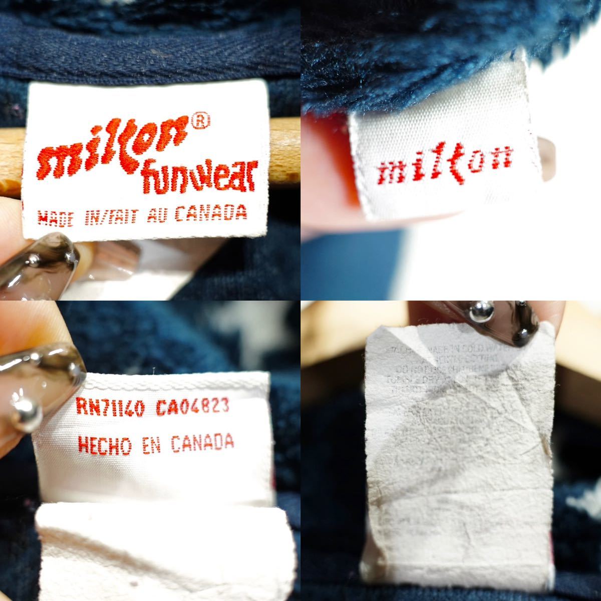 USA VINTAGE milton funwear MADE IN CANADA/アメリカ古着アメリカ国旗デザインジップアップフリースジャケット