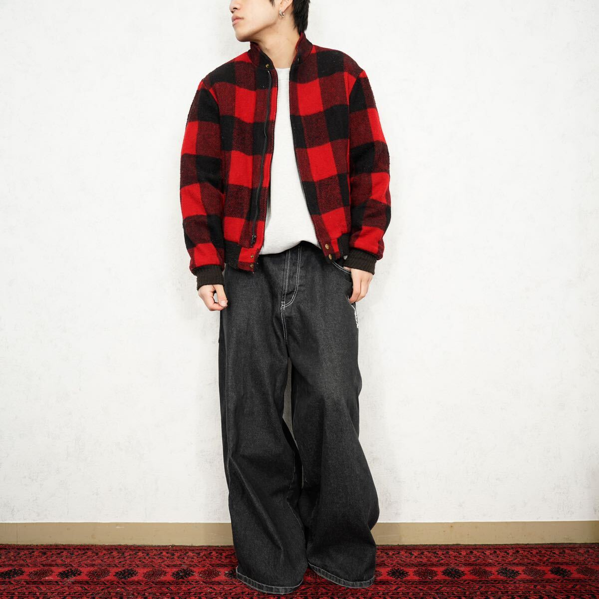 USA VINTAGE Woolrich CHECK PATTERNED ZIP WOOL BLOUSON USA VINTAGE Woolrich CHECK PATTERNED ZIP WOOL BLOUSON