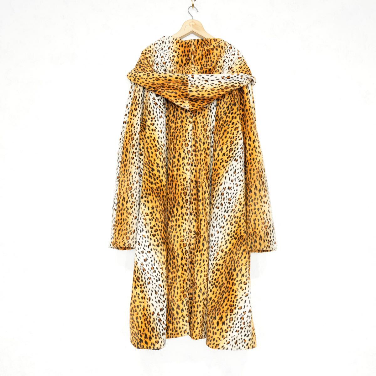 USA VINTAGE LEOPARD PATTERNED FLEECE HOODIE COAT MADE IN USA/アメリカ古着レオパード柄フリースフーディコート