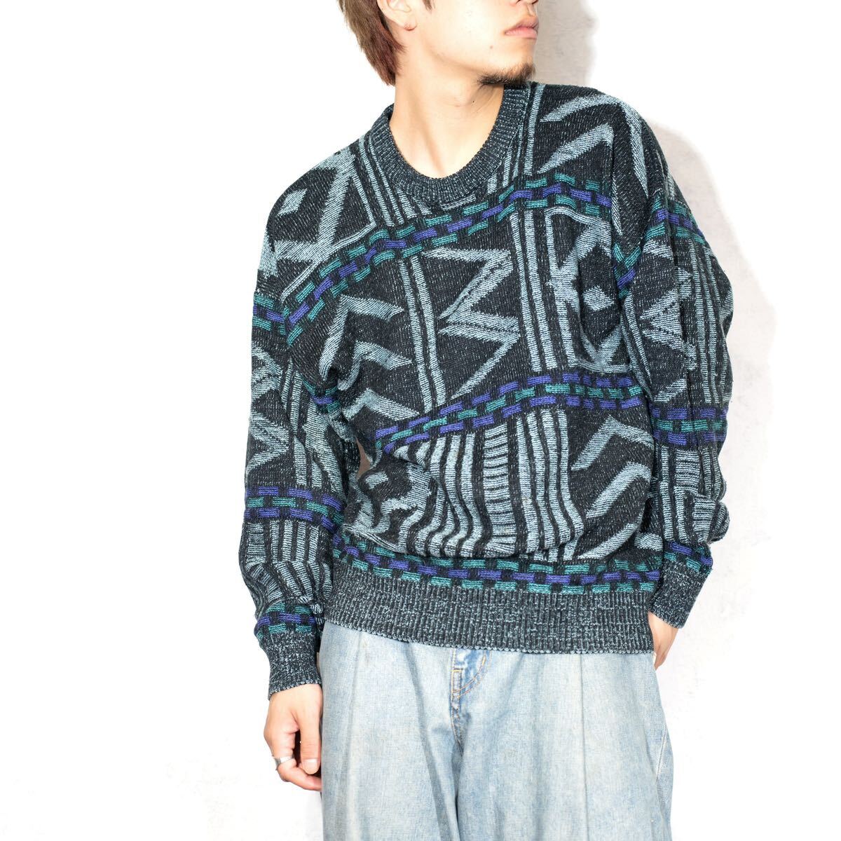 USA VINTAGE EXPRESSIONS PATTERNED DESIGN KNIT/アメリカ古着柄デザインニット