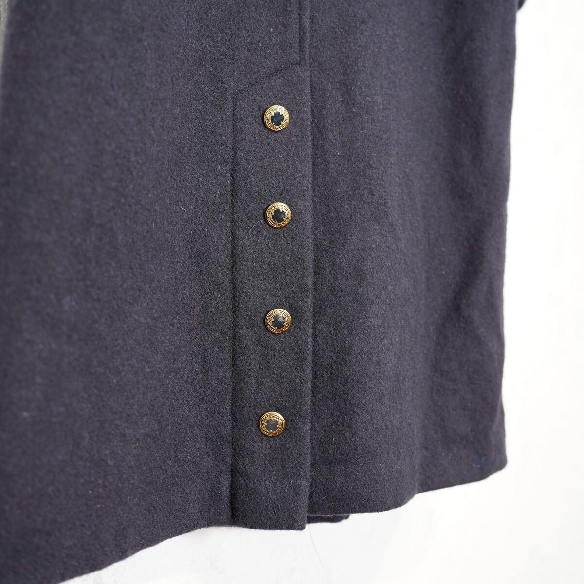 USA VINTAGE LES MODES NAVY COLOR DESIGN BUTTON WOOL CHESTERFIELD COAT/アメリカ古着ネイビーカラーデザインボタンチェスターコート_画像9