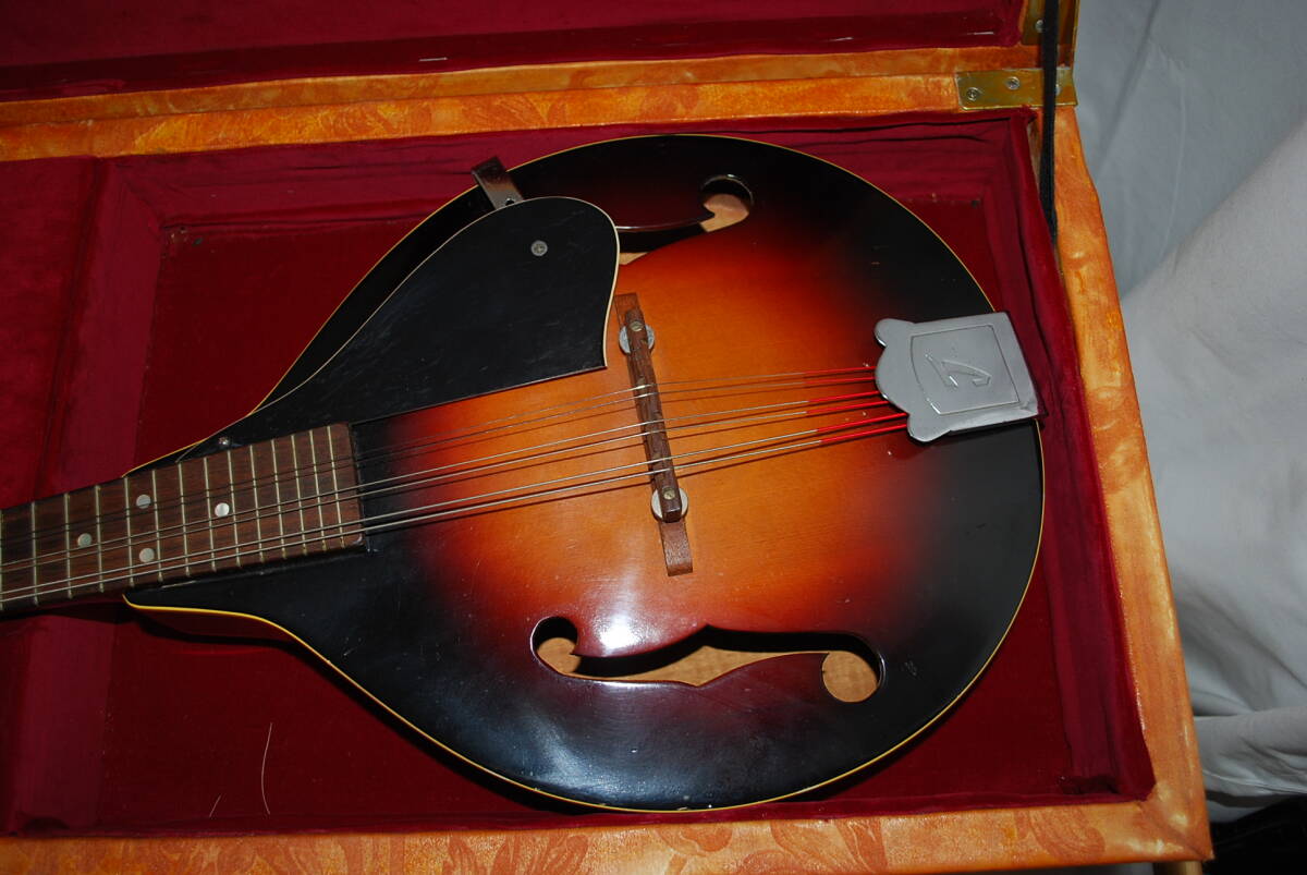  junk gumbo gun bo mandolin musical instruments stringed instruments Brown tea color string 8ps.@ music hard case attaching pattern number etc.. details unknown 