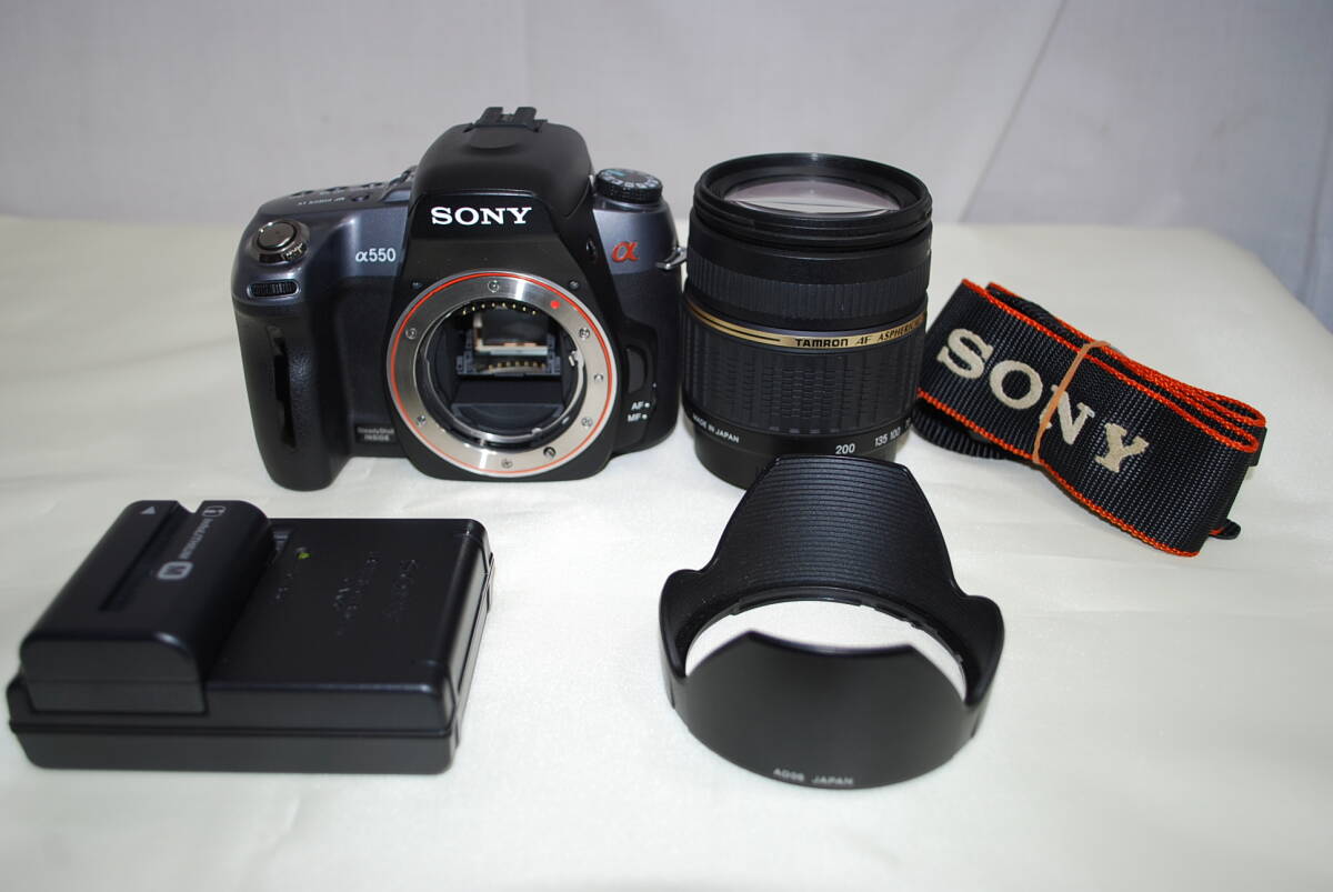 中古品 SONY デジタル一眼レフカメラ α550 2009年発売 ソニー カメラ DSLR-A550 レンズ TAMRON AF ASPHERICAL 18-200ｍｍ 1：3.5-63_画像1