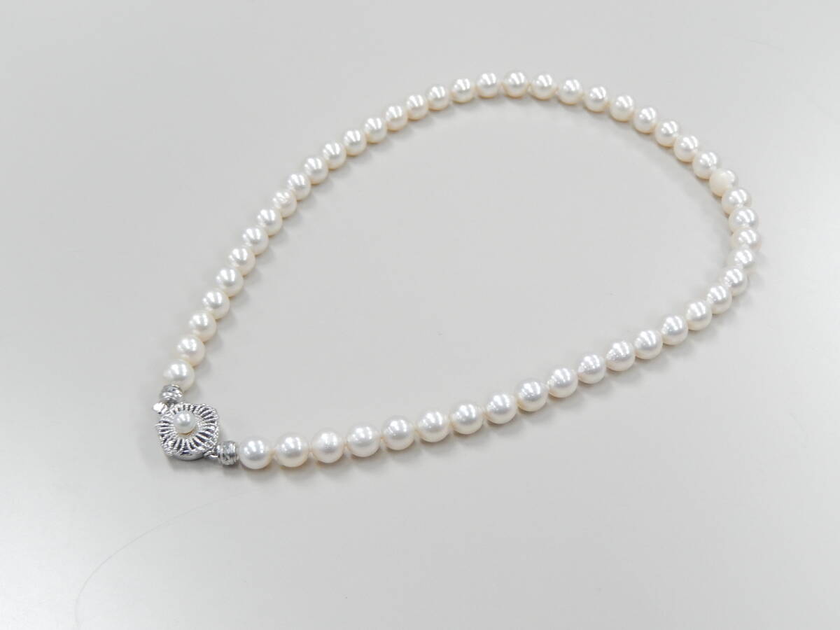 【管NI0318】10000円～ 本真珠 アコヤ真珠 パール ネックレス 7.5～8ｍｍ珠 SILVER akoya Pearl necklace_画像6