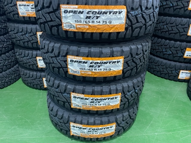 トーヨーオープンカントリーRT155/65R14新品アルミ4本セットケイフィネスD12マッドブラック送料無料_画像4