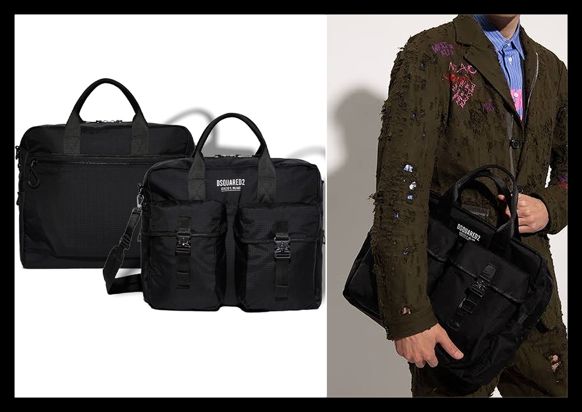 定価10.1万ディースクエアード DSQUARED2 機能性も充実！CERESIO 9 MILANO＆ブランドロゴ 2WAYワークバッグ ショルダー トートバッグ 鞄_画像1