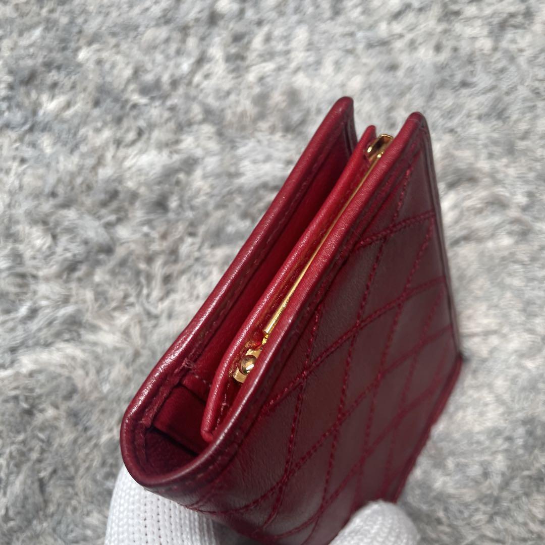 CHANEL シャネル 折り財布 ココマーク レザー レッド_画像5