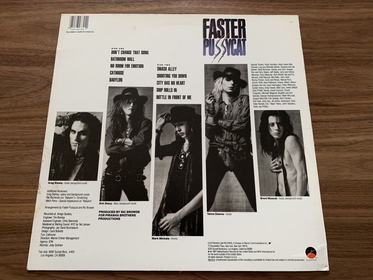 LP レコード ◆ FASTER PUSSYCAT ファスター・プッシーキャット / S.T. / 60730-1 / US盤 Hard Rock ハードロック Glam グラム　_画像4