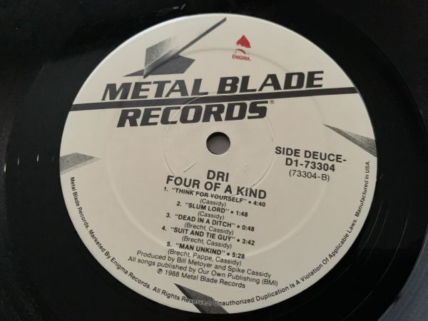 LP レコード カット盤 ◆ D.R.I. Dirty Rotten Imbeciles / 4 Of A Kind / D1-73304 / US盤 Metal Blade Thrash, Heavy Metal_画像9