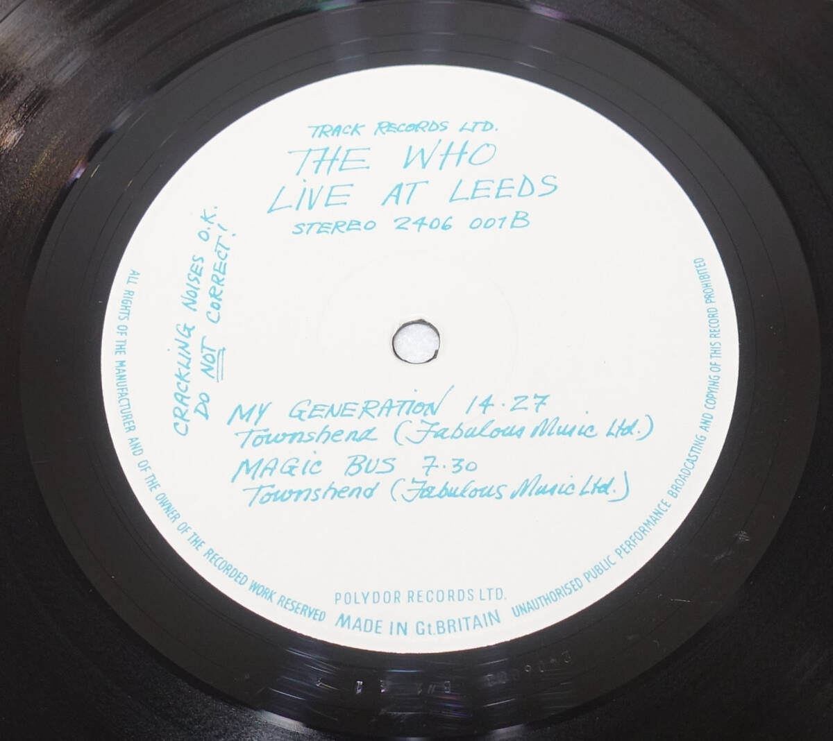 極上品! UK Original 初回 TRACK 1st BLACK STAMP The Who Live at Leeds MAT:A1/B1+付属ポスター・写真12点完品の画像8