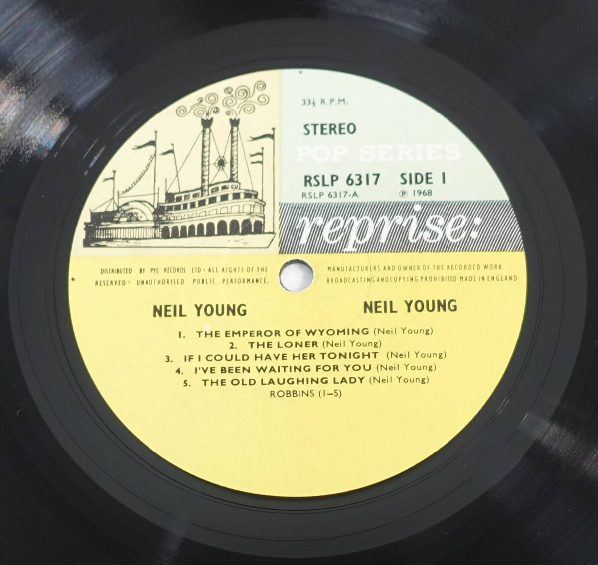 最初期! 極上品! UK Original 初回 reprise RSLP: 6317 1st Steam Boat Label / Neil Young Self Title Album MAT: A1/B1_画像7