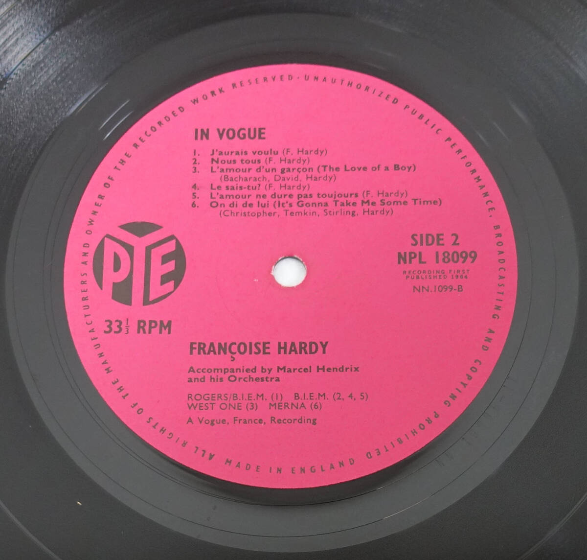 希少! 美盤! UK Original 初回 PYE NPL 18099 IN VOGUE / Francoise Hardy 最初のMAT: 1T/1Tの画像8