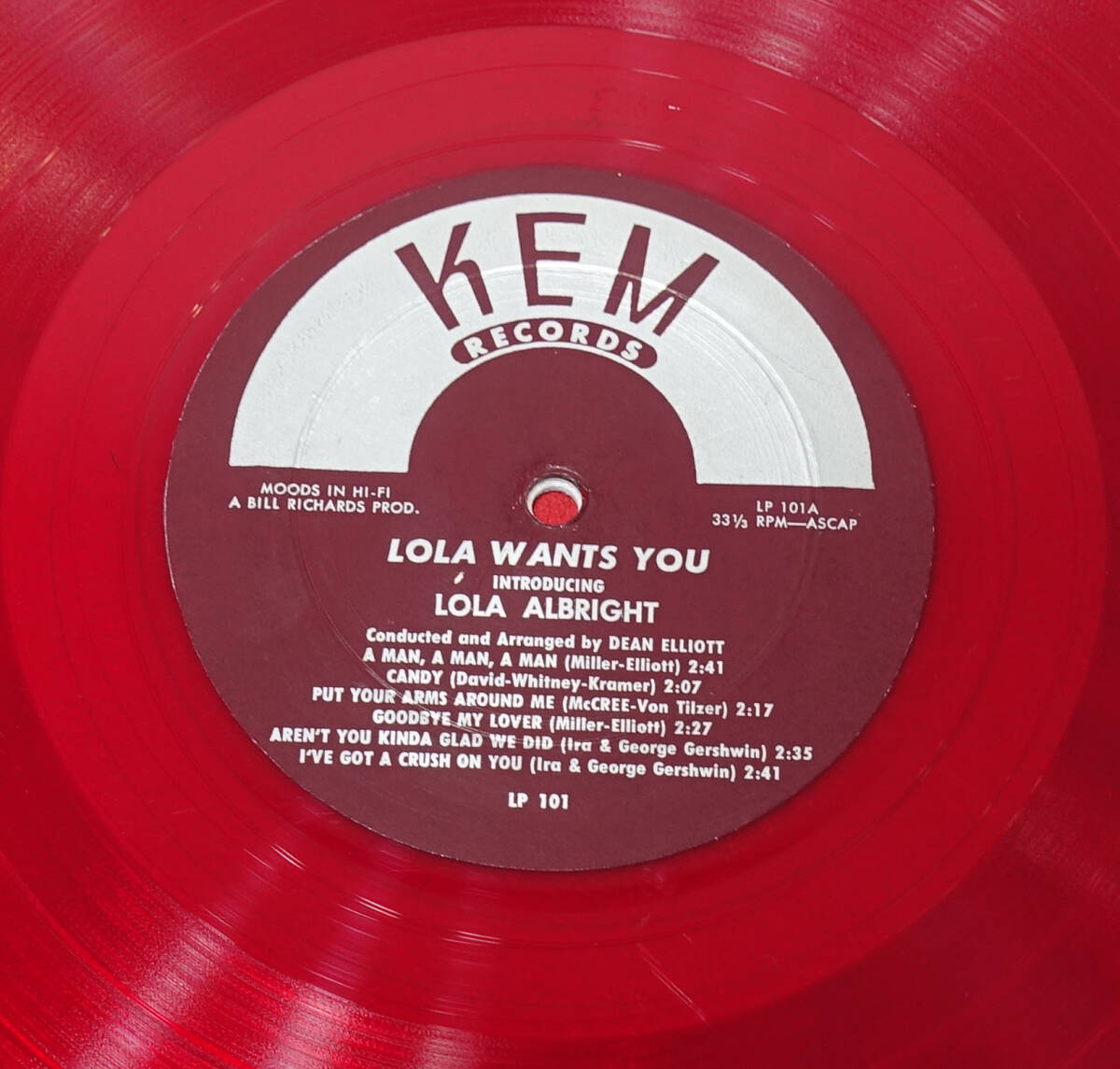 美盤! US KEM LP 101 完全オリジナル LOLA WANTS YOU / Lola Albright Red Vinyl/DG/Flat Edge_画像7