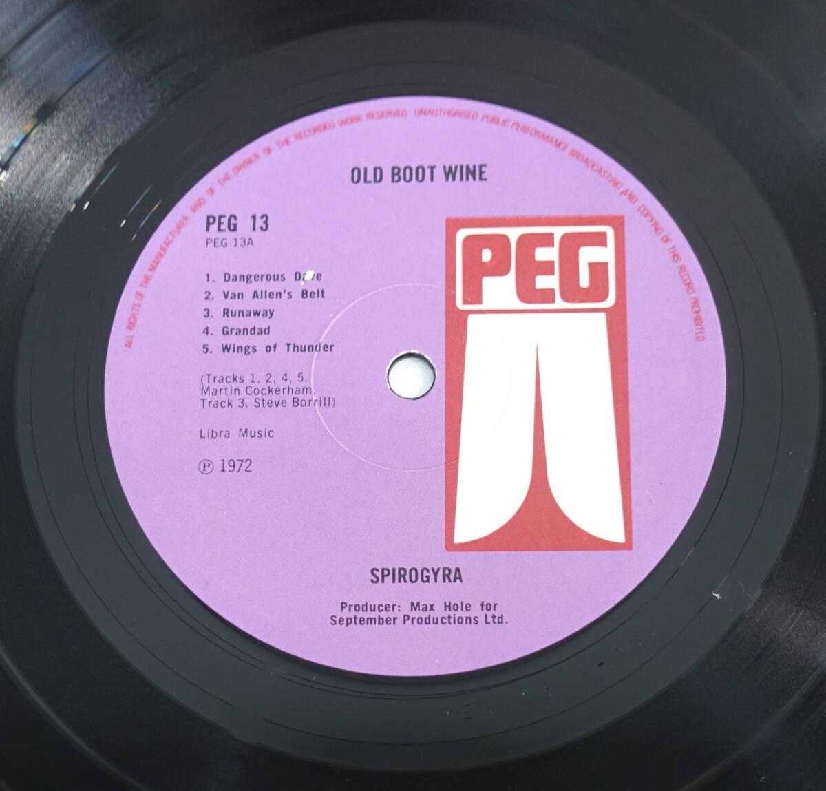 極美! UK Original 初回 PEG 13 OLD BOOT WINE / Spirogyra 最初のMAT: 1U/2Uの画像7