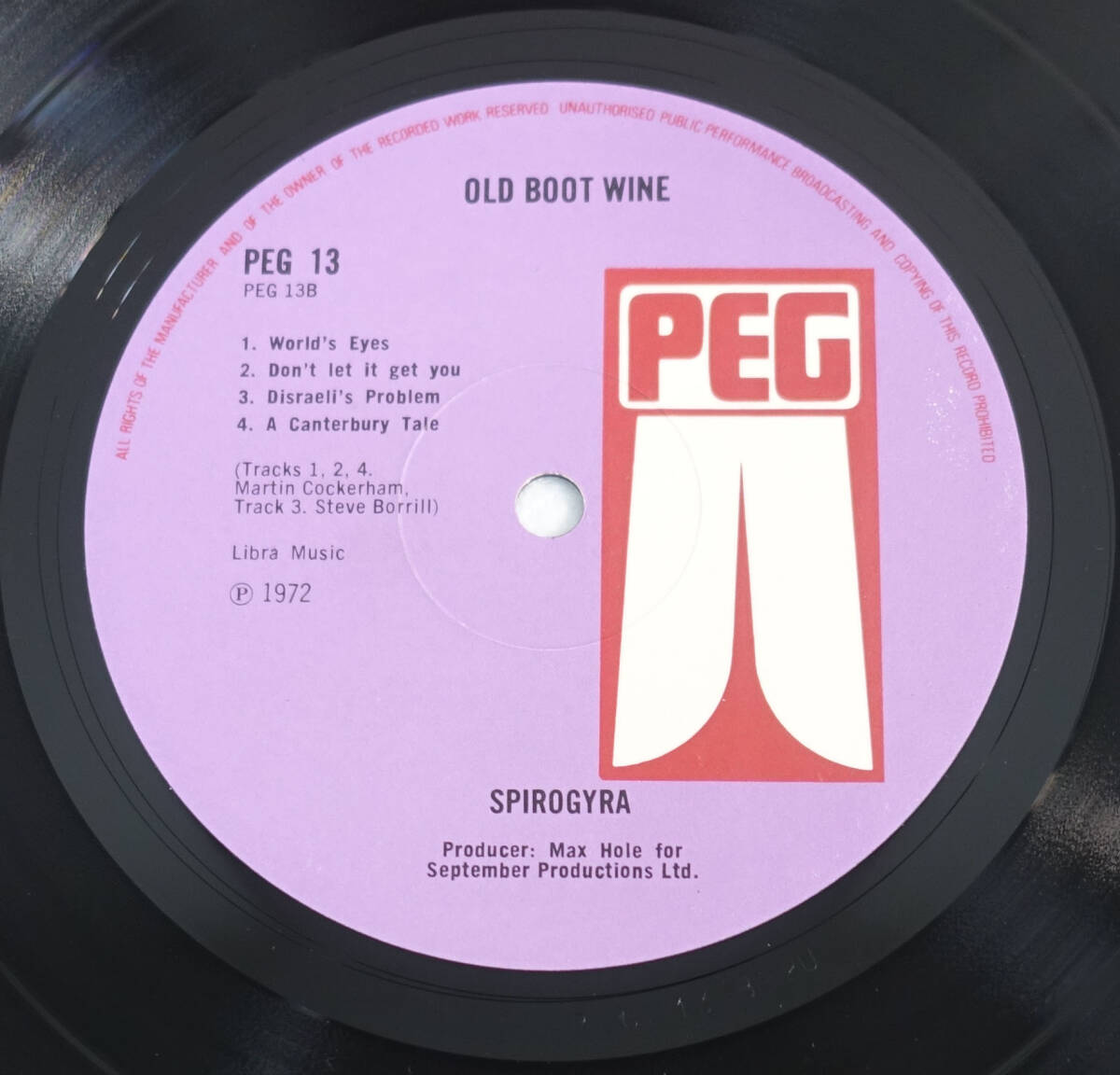 極美! UK Original 初回 PEG 13 OLD BOOT WINE / Spirogyra 最初のMAT: 1U/2Uの画像8