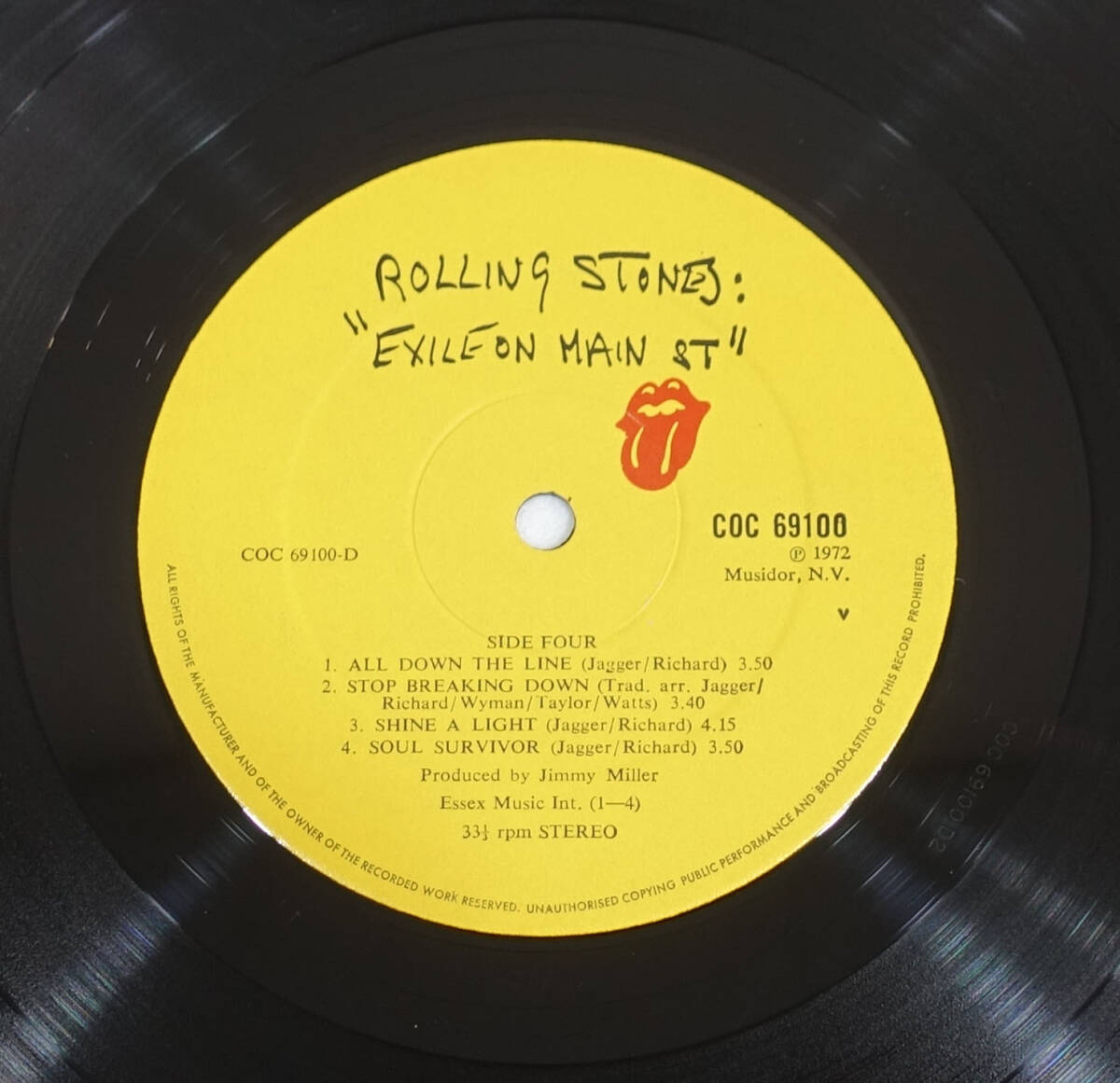 最初期! 極上品! UK Original 初回 COC 69100 EXILEON MAIN ST / Rolling Stones MAT: A1/B1/C1/D2+7inch EP+Poster Cardsの画像9