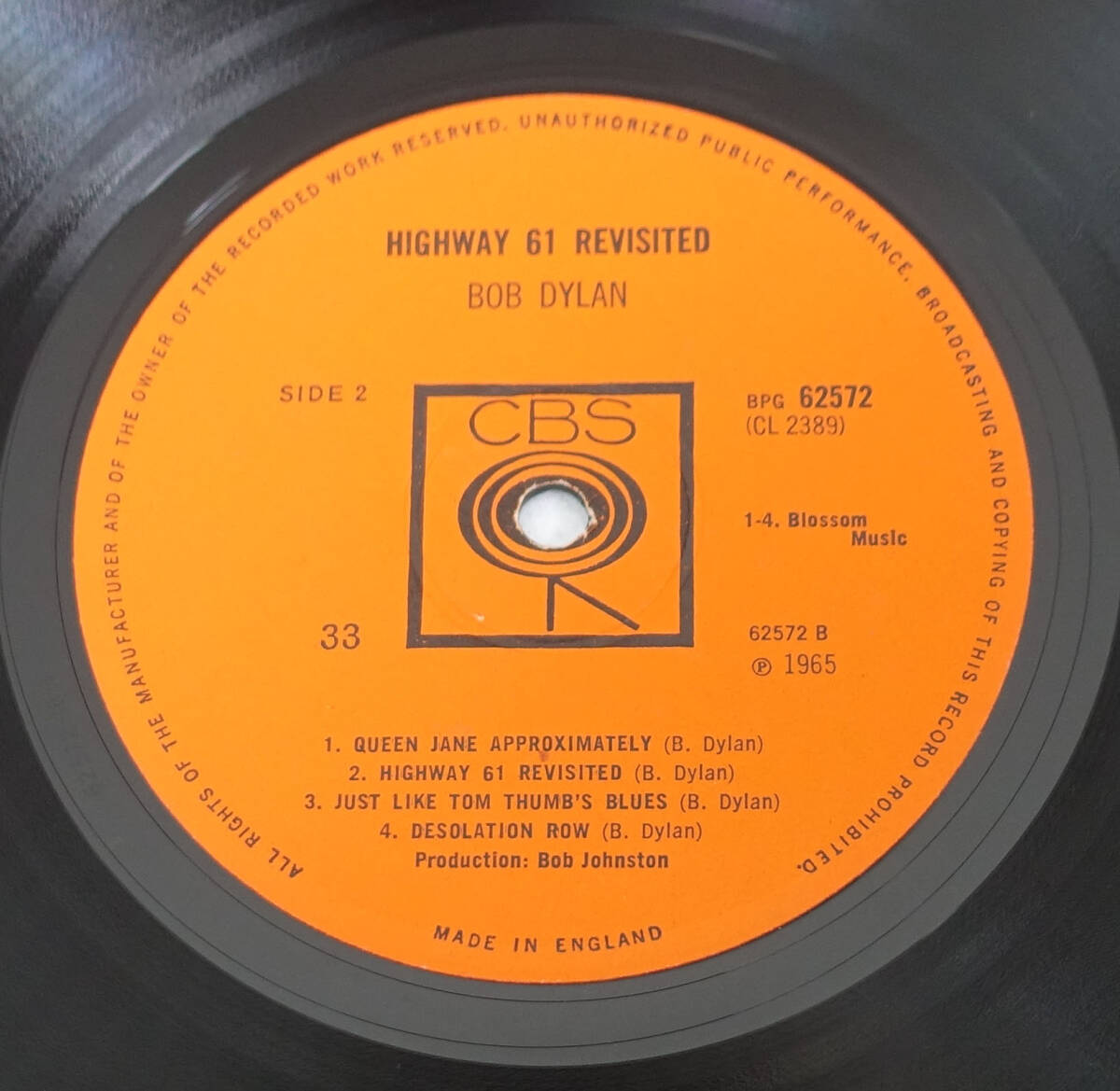 極上品! UK Original 初回 CBS BPG 62572 Highway 61 Revisited / The Bob Dylan MAT: A1/B1_画像8