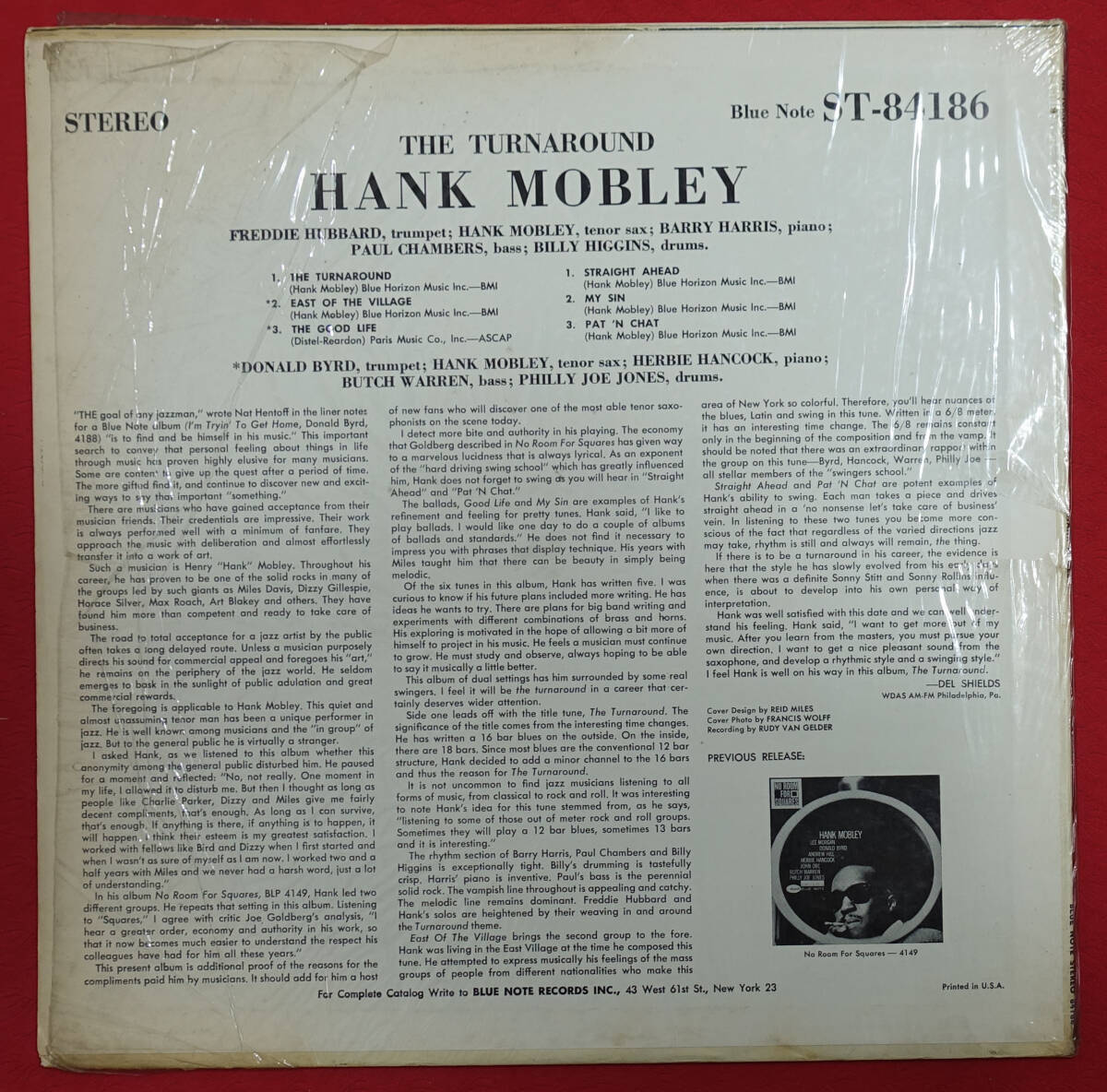 US BLUE NOTE BST 84186 オリジナル The Turnaround / Hank Mobley NYC/RVG/EARの画像2