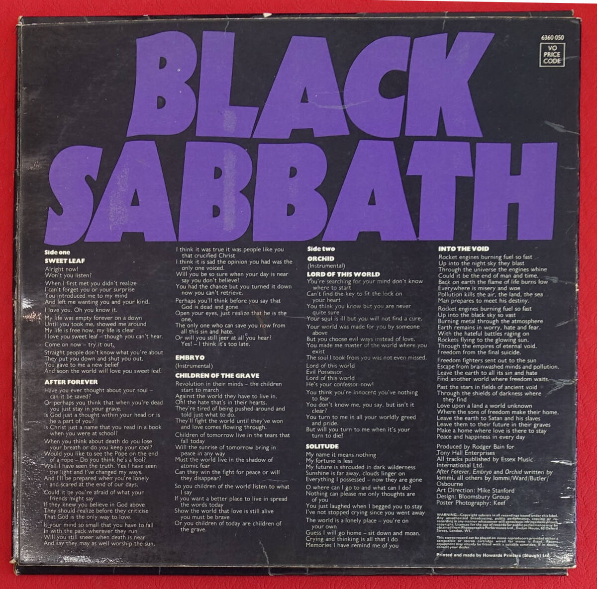 UK Original 初回 Vertigo 6360050 Mater of Reality / Black Sabbath MAT: 1Y1/2Y1の画像2