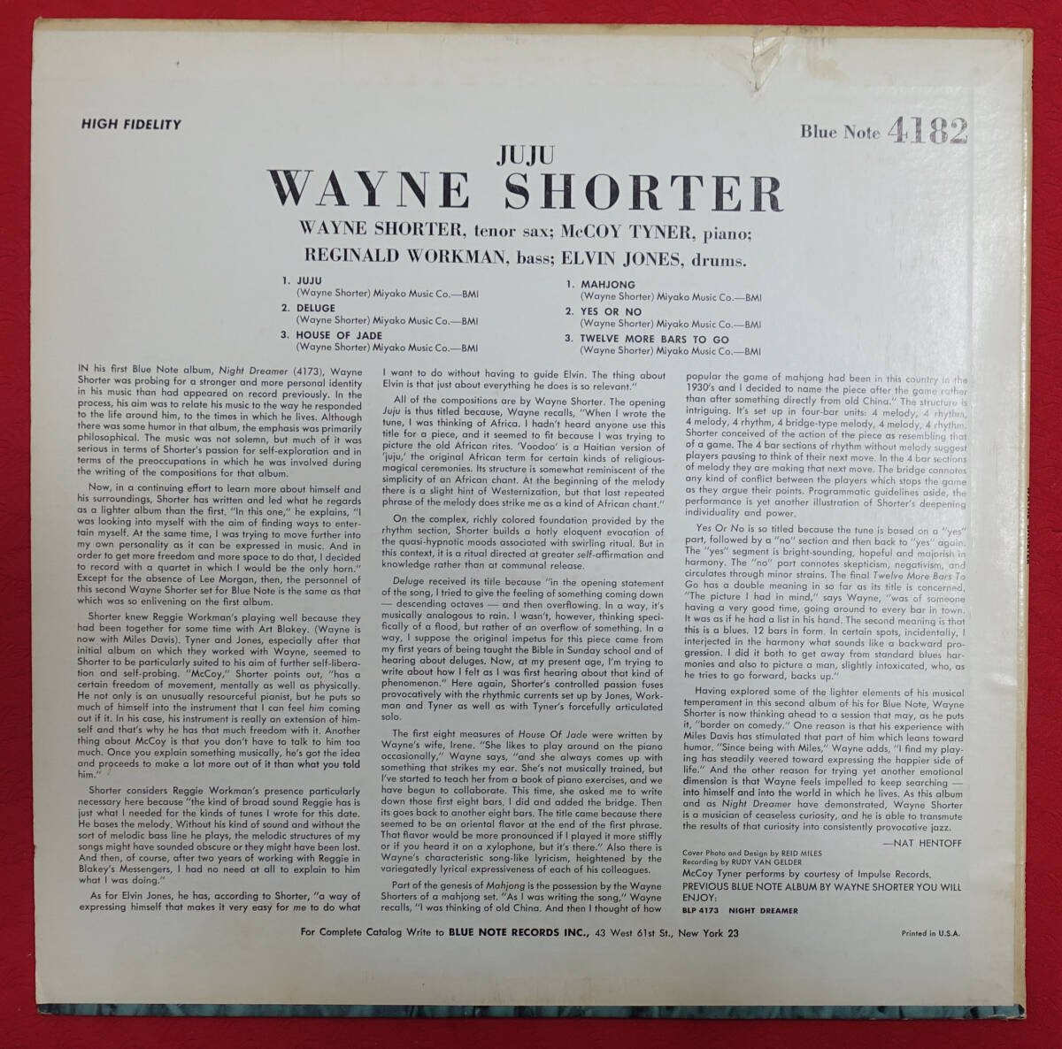 極美盤! US BLUE NOTE BLP 4182 完全オリジナル JUJU / Wayne Shorter NYC/DG/RVG/EAR_画像2