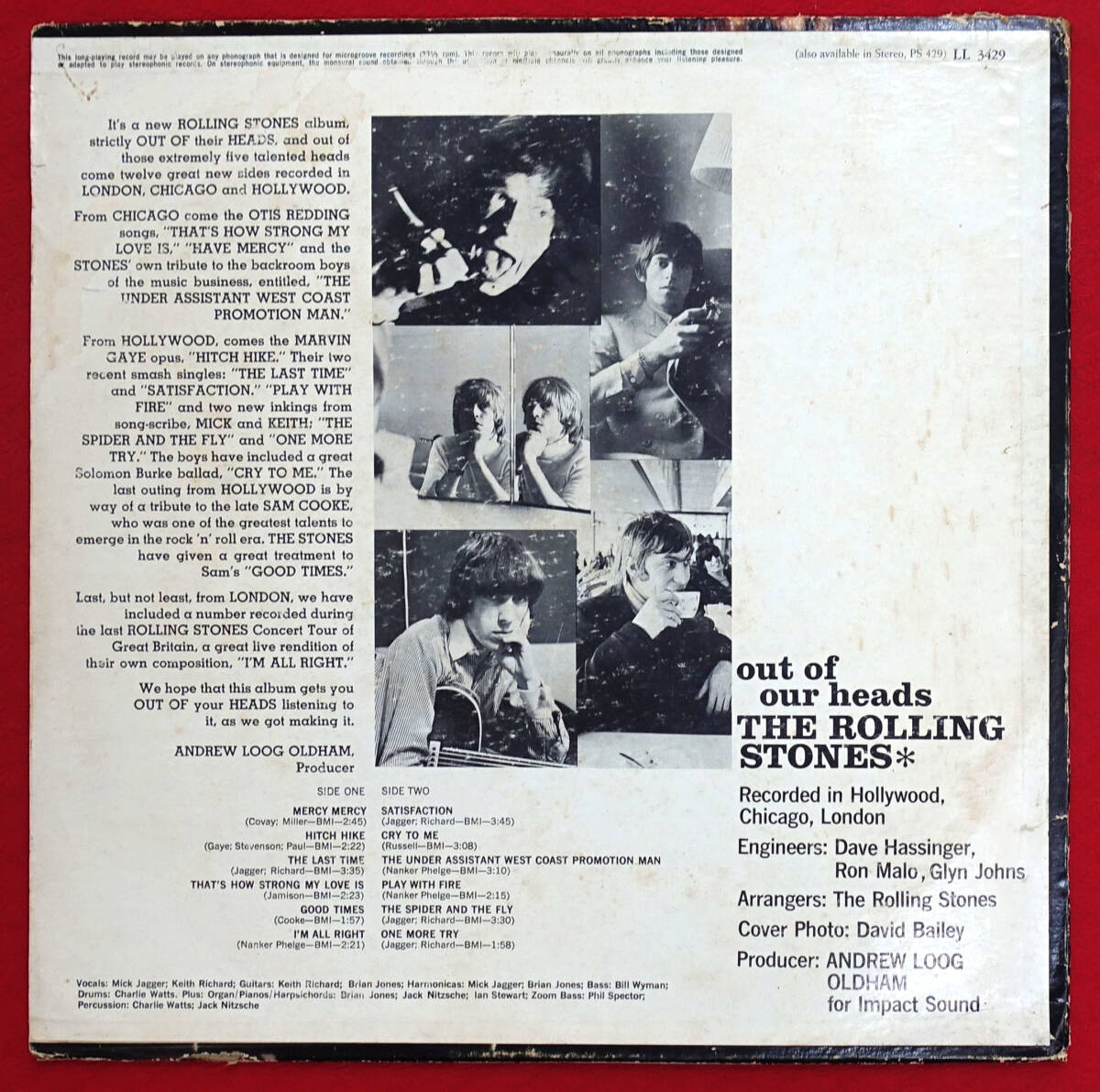 US LONDON 初回 LL 3429 OUT OF OUR HEADS / The Rolling Stones MAT: 1A/2A_画像2