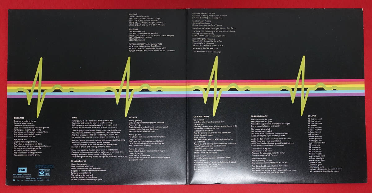 極上品! UK Original HARVEST SHVL 804 The Dark Side of The Moon / Pink Floyd MAT: A3/B3+完品の画像4