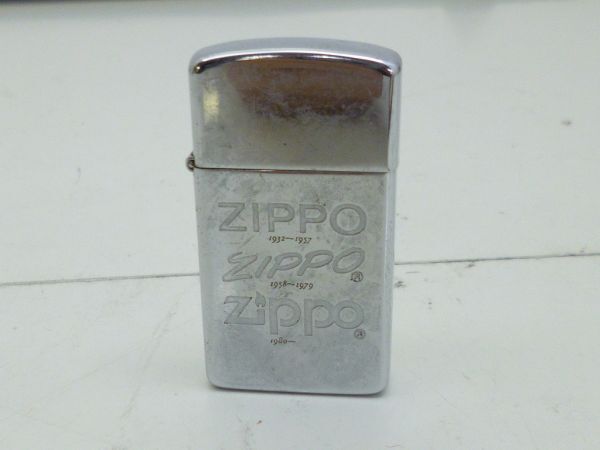 W515-N37-657★ Zippo ジッポー スリム 歴代ロゴ オイルライター 喫煙具 現状品①★_画像1